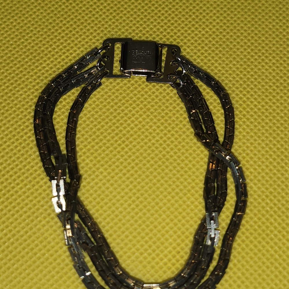 Coro Silver and Black Triple Chain Bracelet